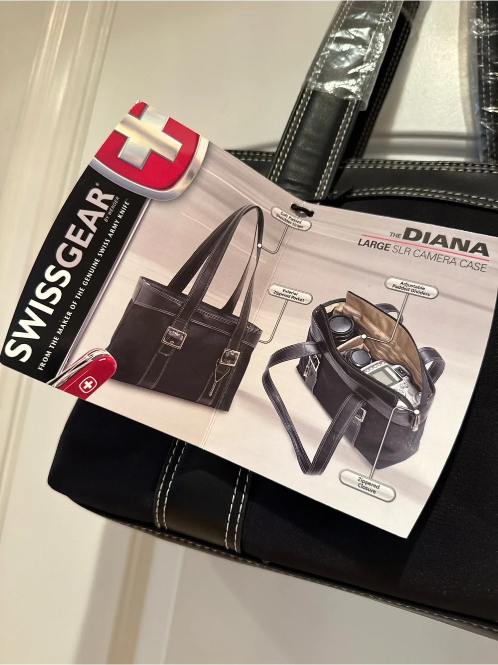 NWT SwissGear Diana Large SLR Camera Tote Bag Black Y2K Utility Purse
